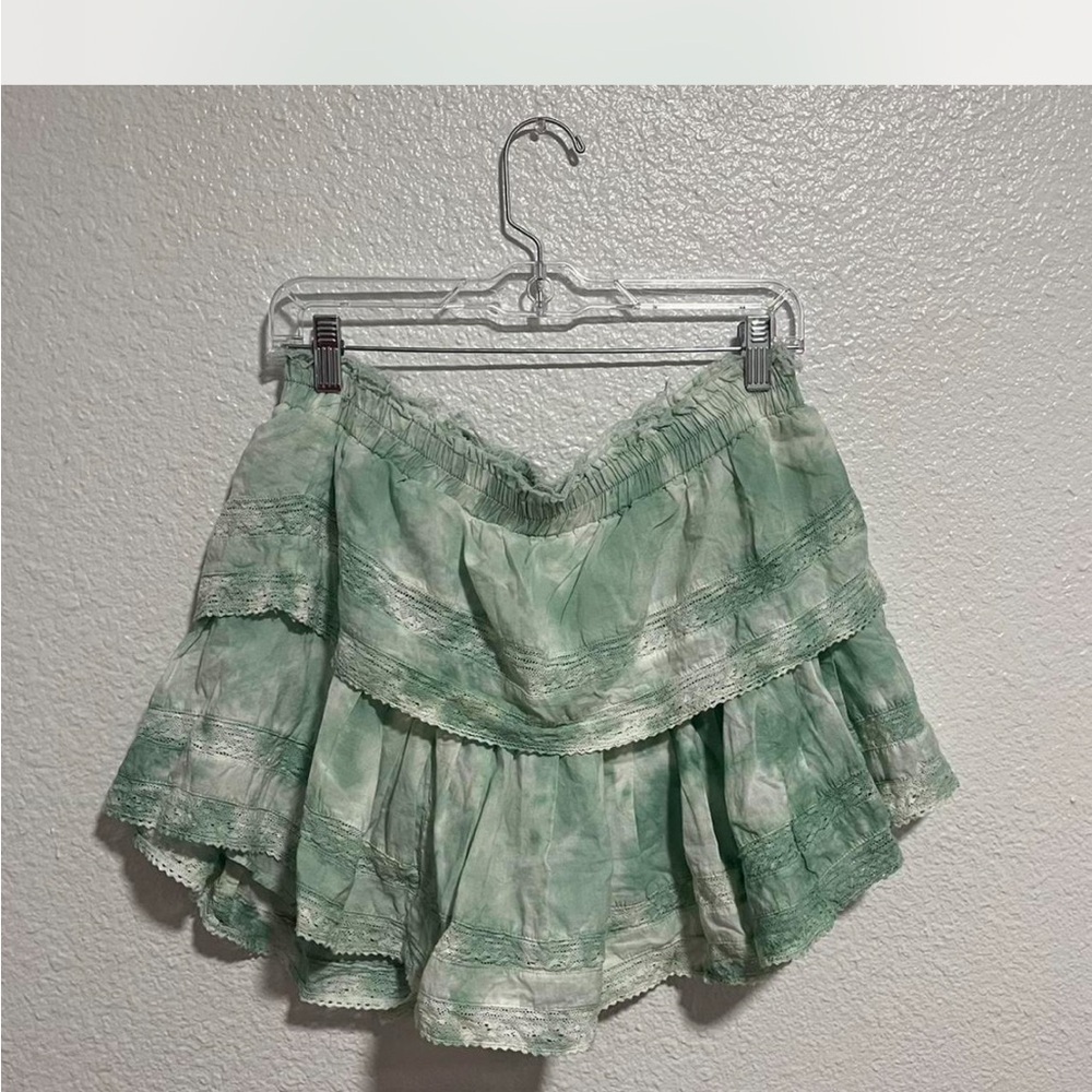 Green Tiered Boho Mini Skirt